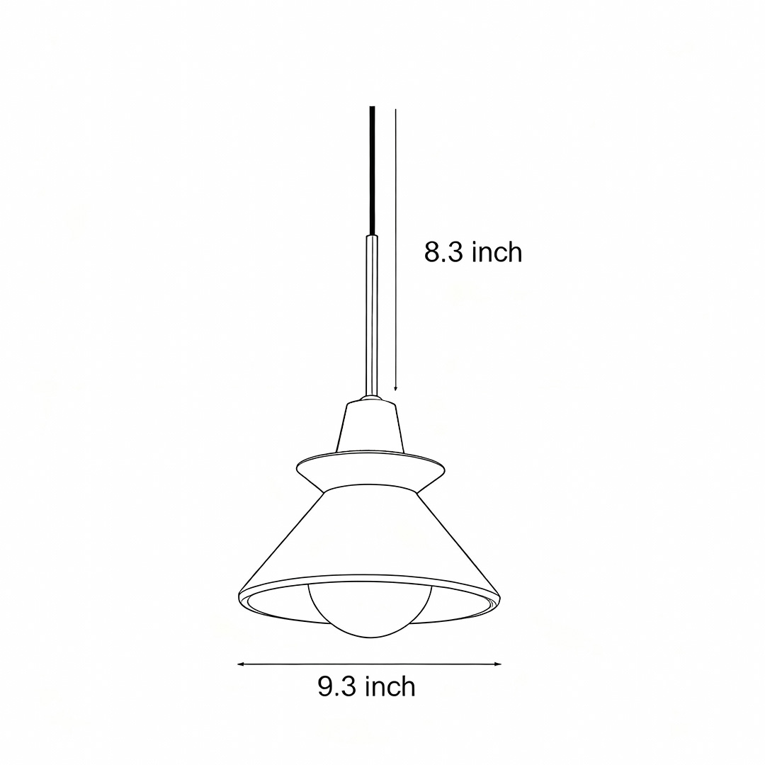 Product size chart of four specifications of plaster cone pendant light