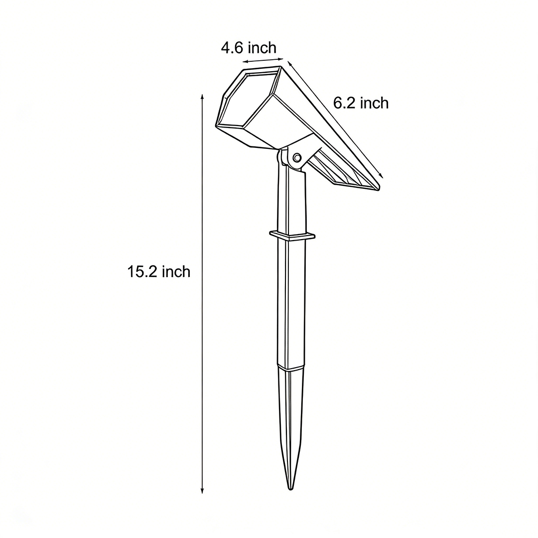 Specifications and dimensions of flood spike light Product dimensions 15.2inch*4.6inch*6.2inch