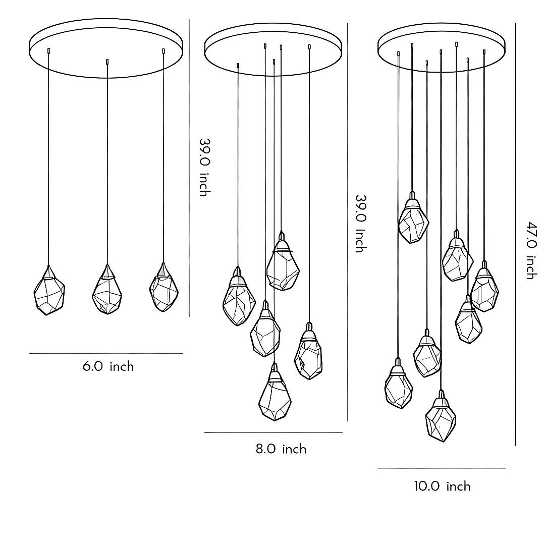 Dimensions of three products of luxury staircase chandelier