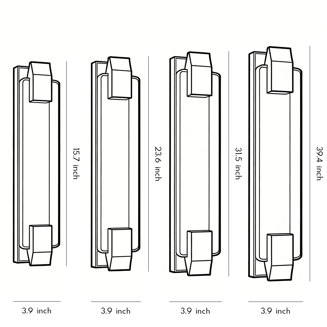 Product size diagram of four specifications of luxury modern wall lights living room