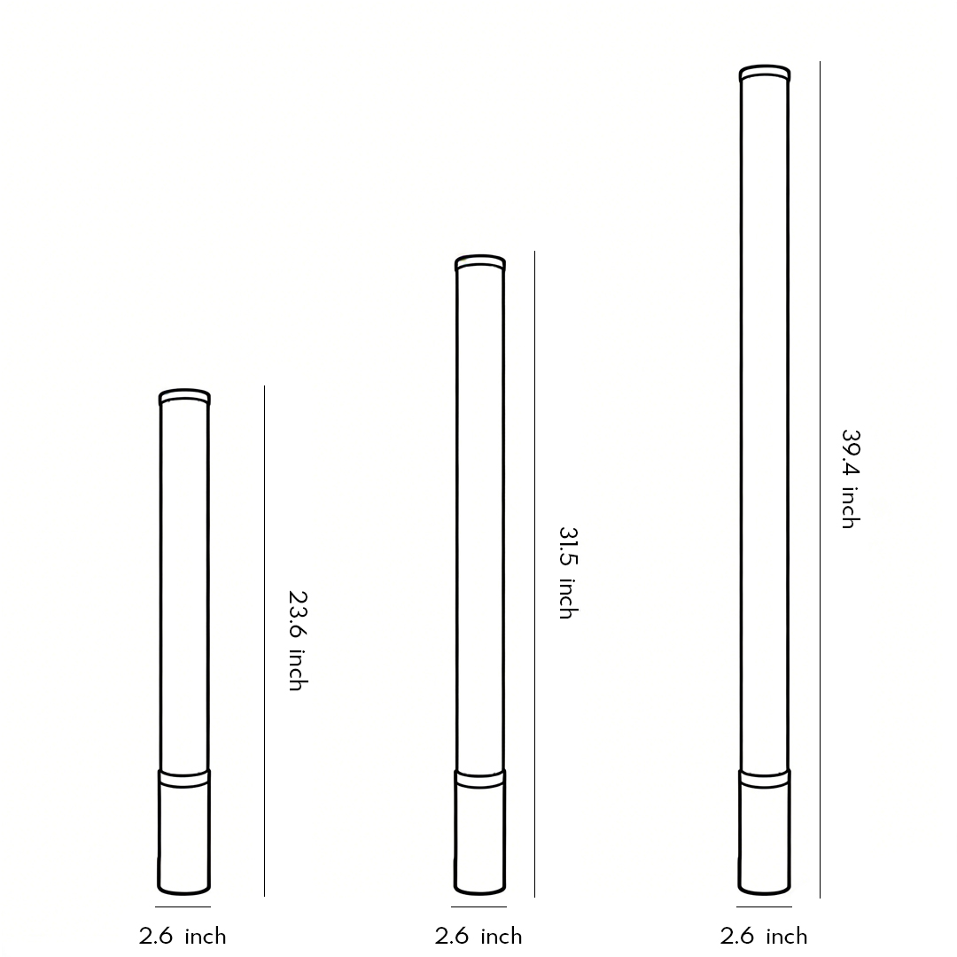 Product size diagram of three specifications of Tube landscape light