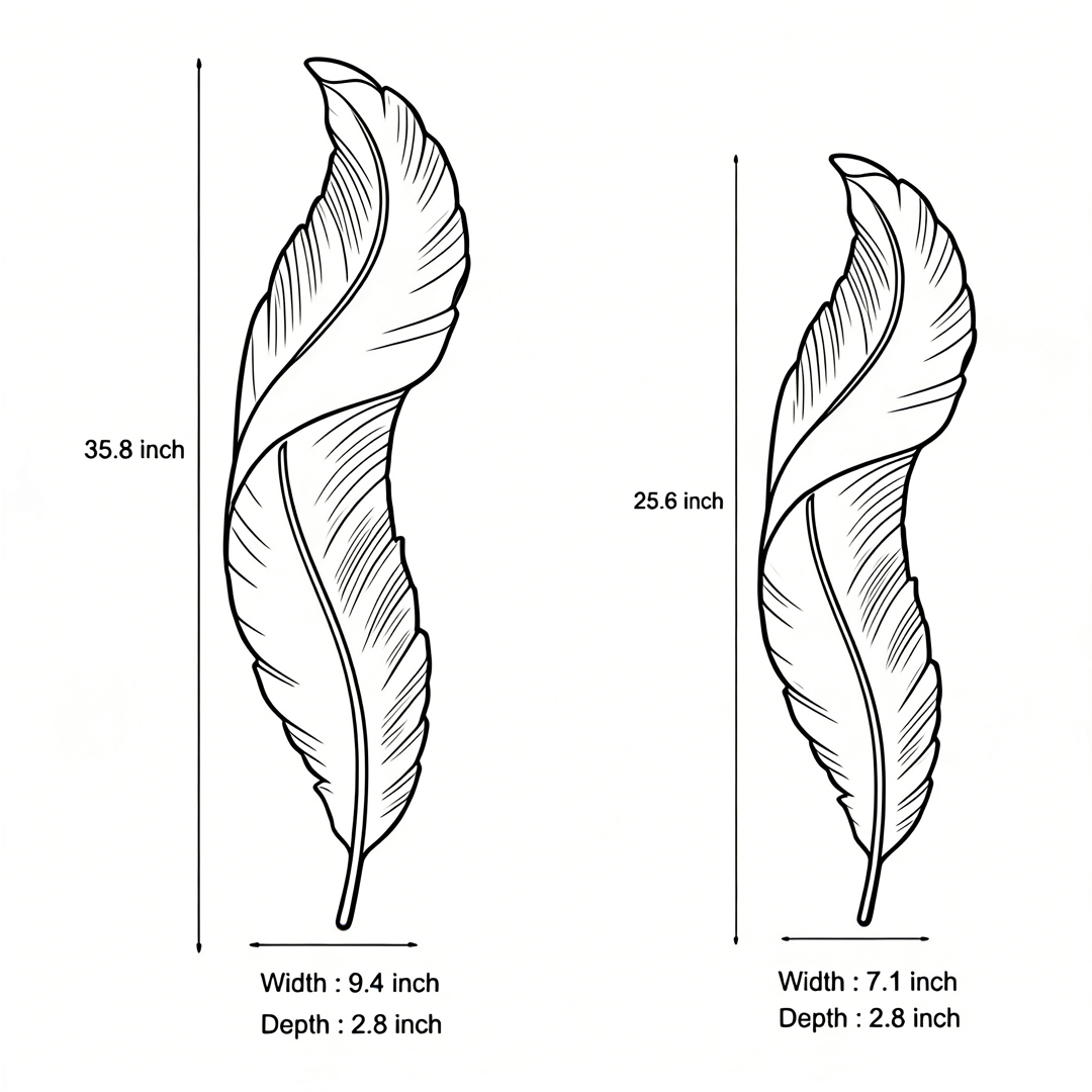 Product dimensions of two specifications of Feather wall light