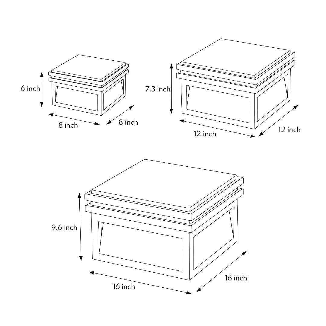 Product size drawings of three specifications of metal pillar lights