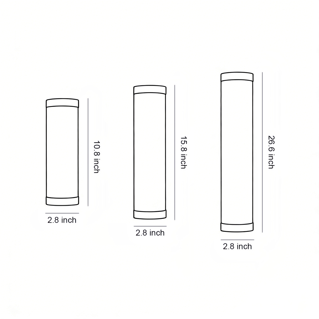 Product size diagram of three specifications of outdoor wall led light