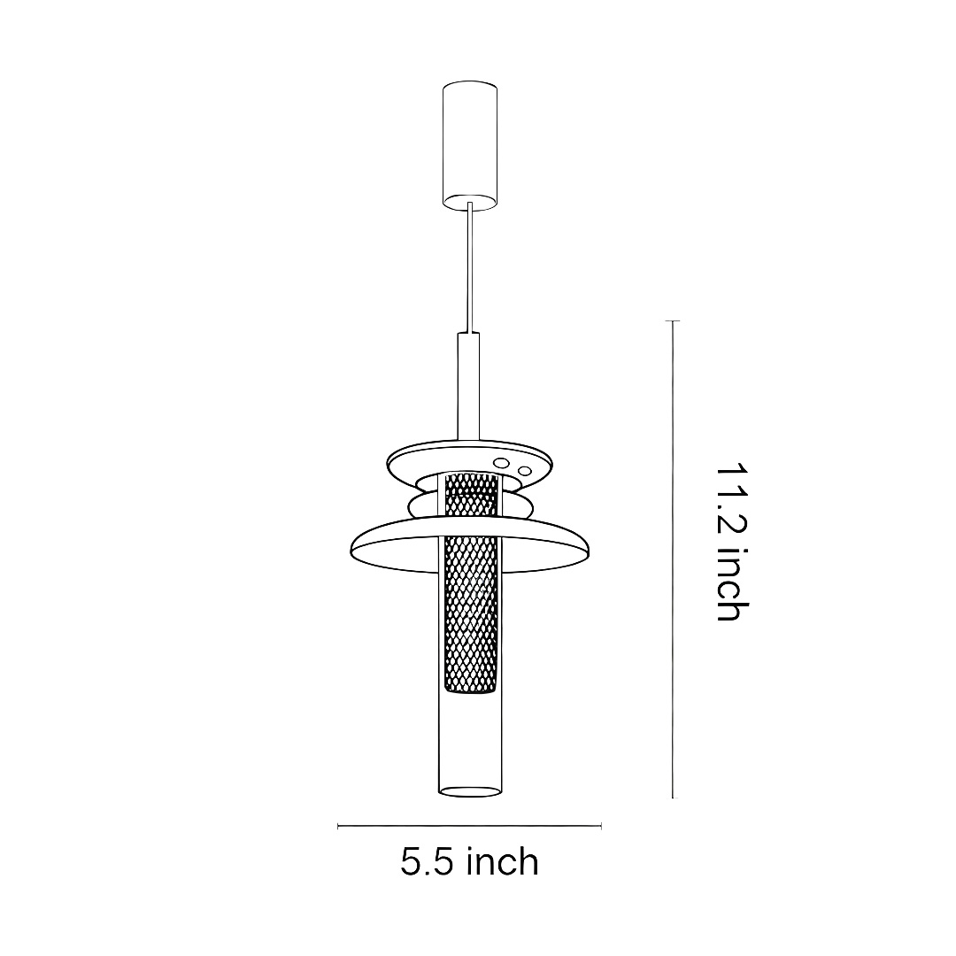 Product size chart of glass pendants lights 11.2inch*5.5inch