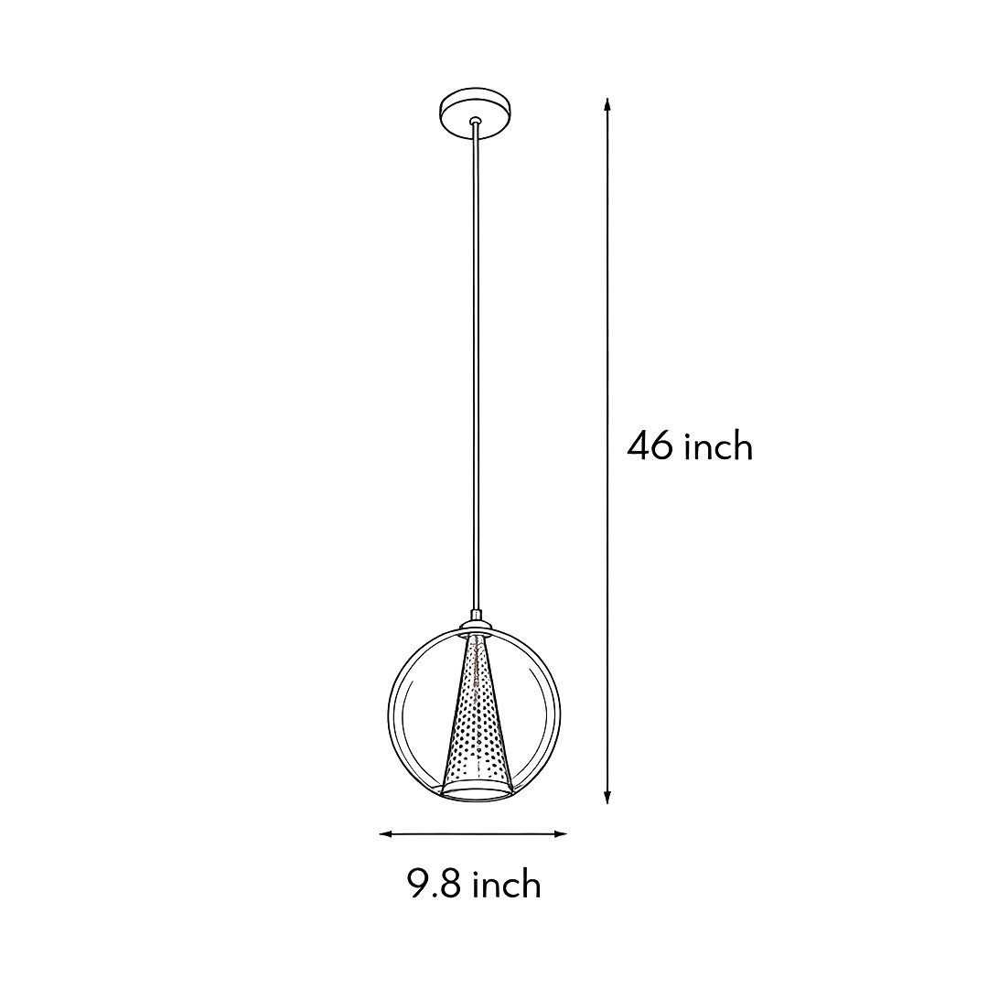 Product size chart of glass ball pendant lights 46inch*9.8inch