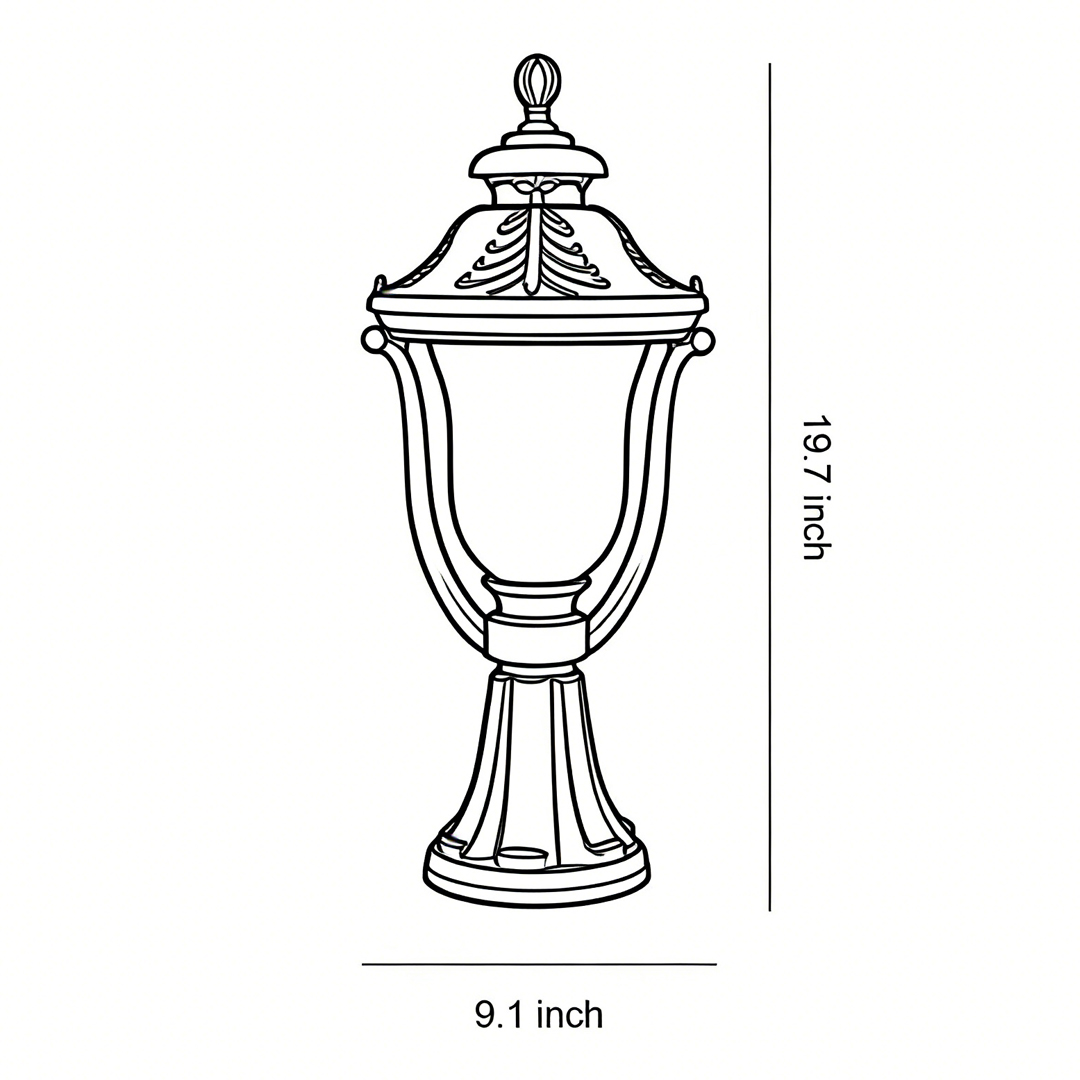 Product size chart of modern post lights 19.7inch*9.1inch