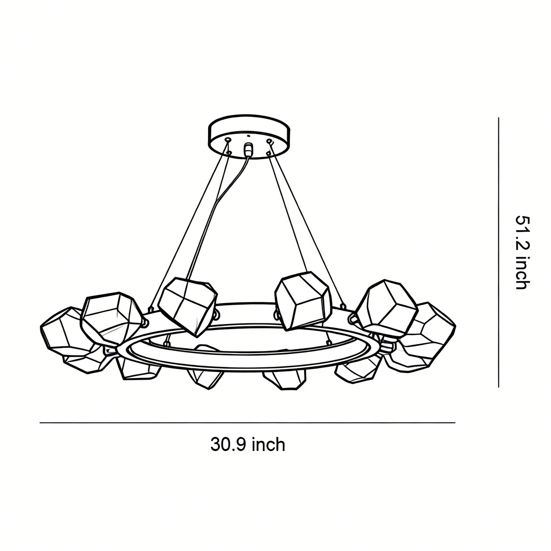 Product size chart of black round chandelier 51.2inch*30.9inch
