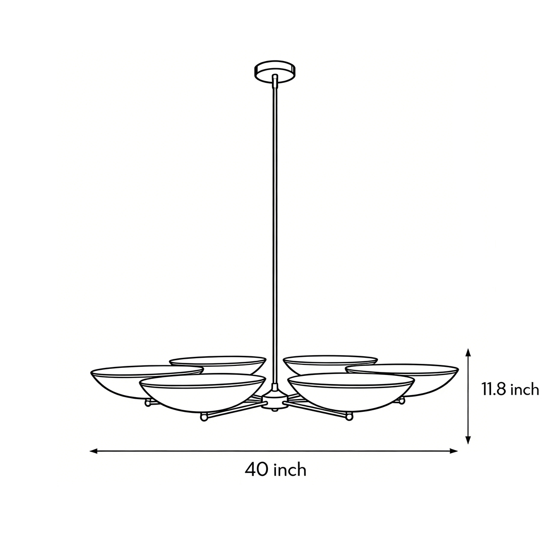 Product size chart of black and gold chandeliers 11.8inch*40inch
