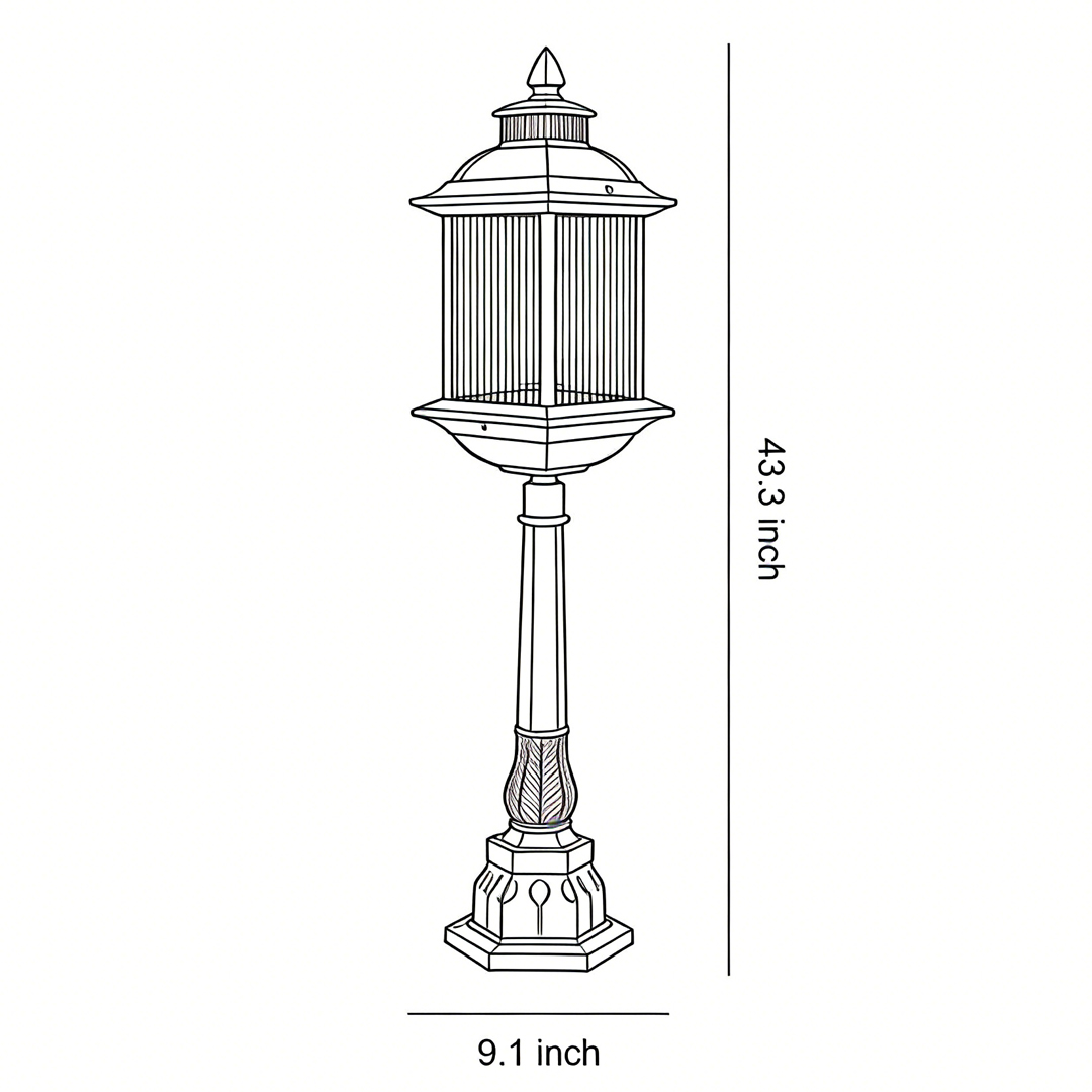 Product size chart of led post light 43.3inch*9.1inch