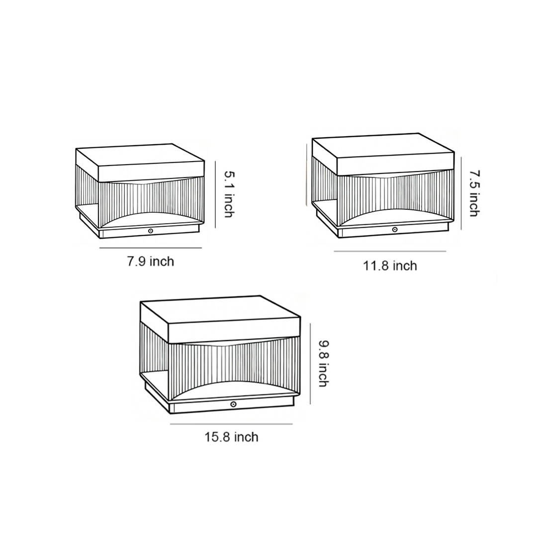 Dimensions of three products of square pillar lights