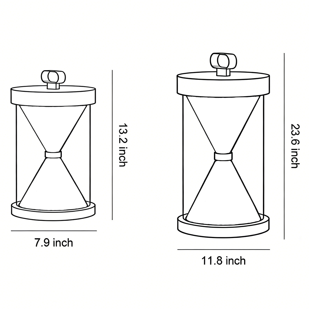 Product size drawings of two specifications of black outdoor lantern