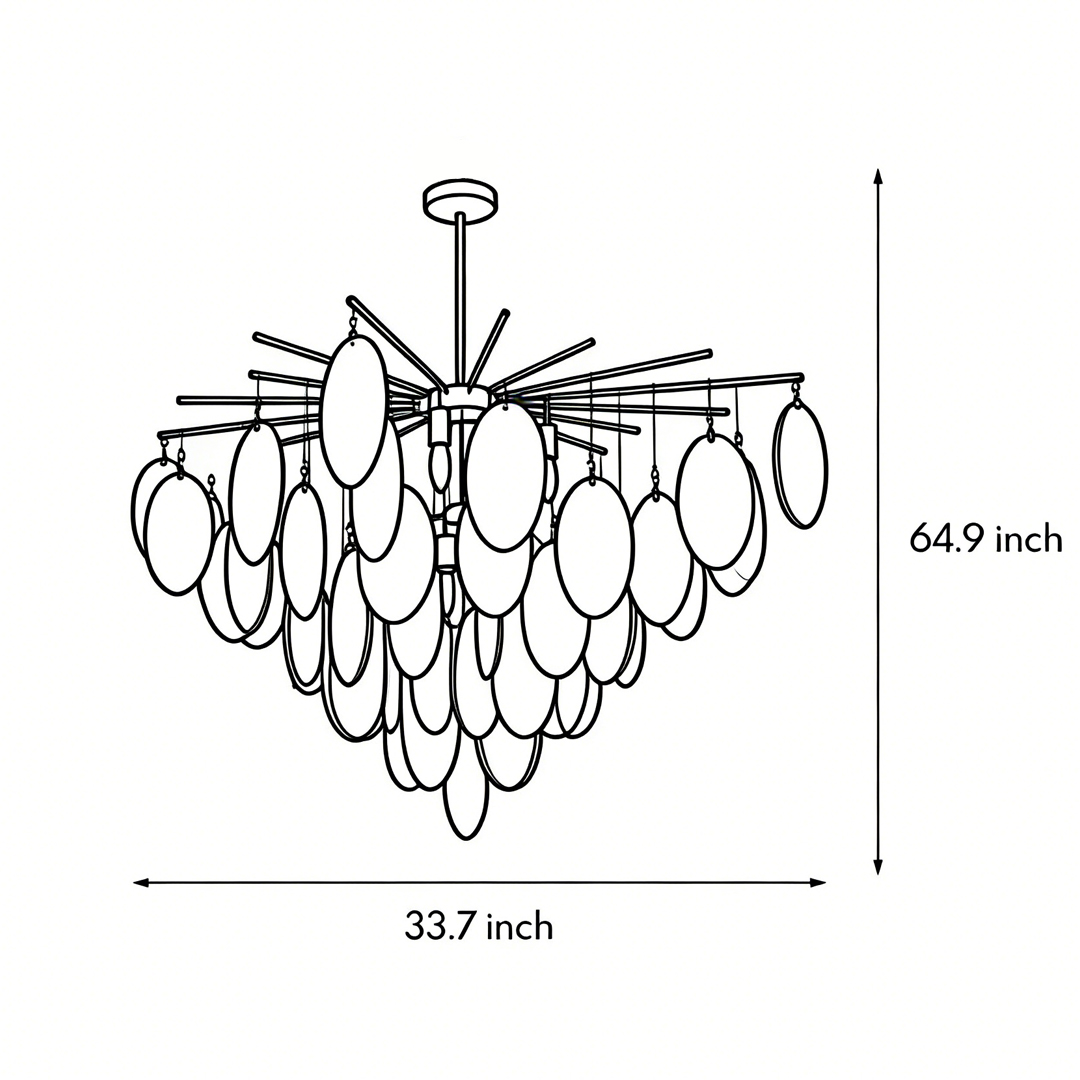 product size chart of mother of pearl chandelier 64.9inch*33.7inch