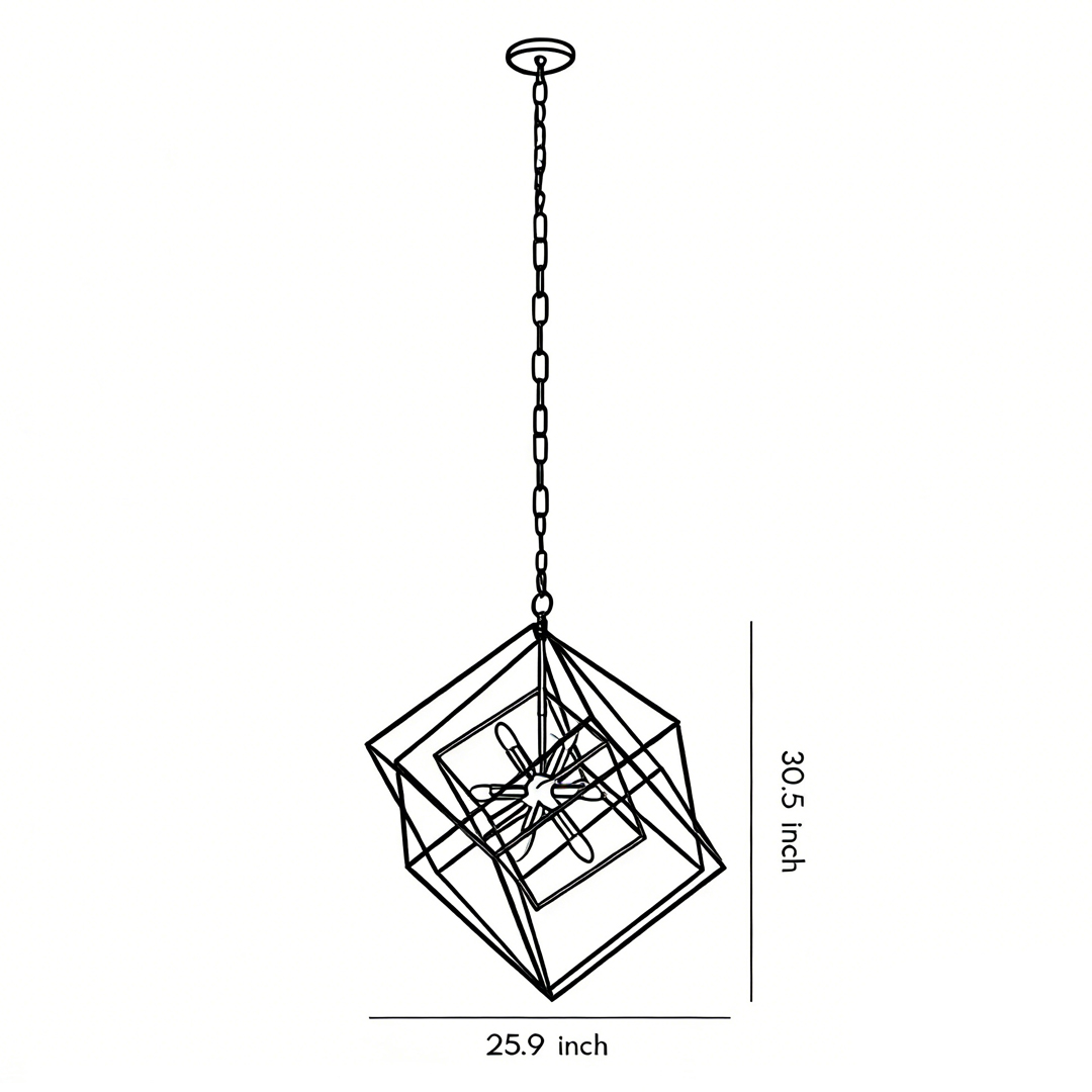 Product size chart of square pendant lights 25.9inch*30.5inch