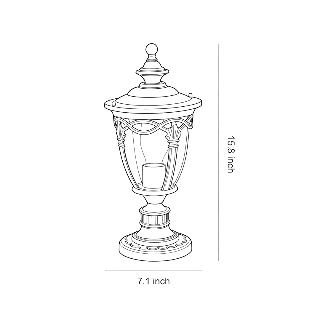 Product size chart of gate pillar light 15.8inch*7.1inch