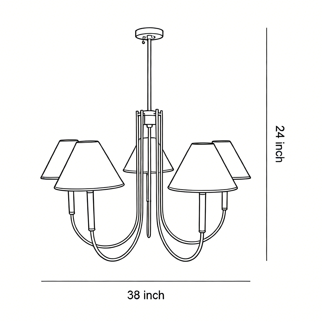 Product size chart of cloth shade chandelier 38inch*24inch
