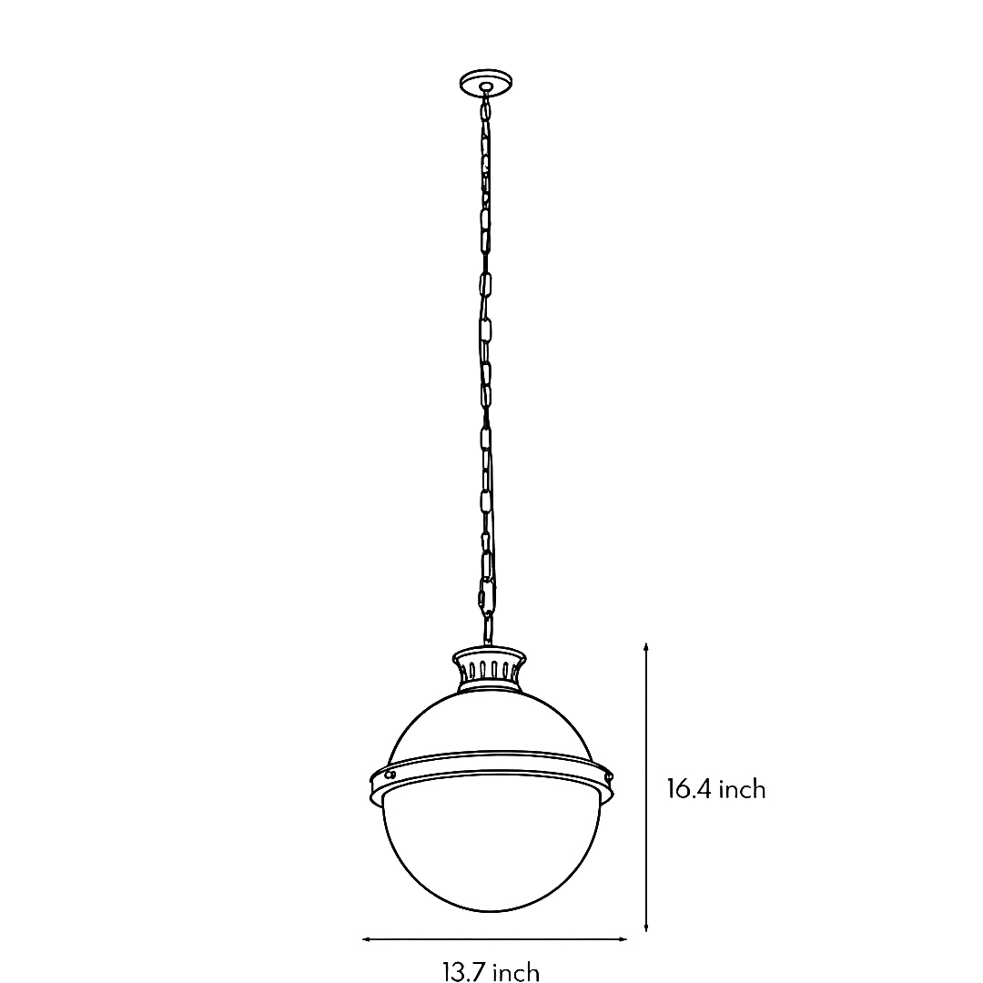 product size chart of clear globe pendant light 13.7inch*16.4inch