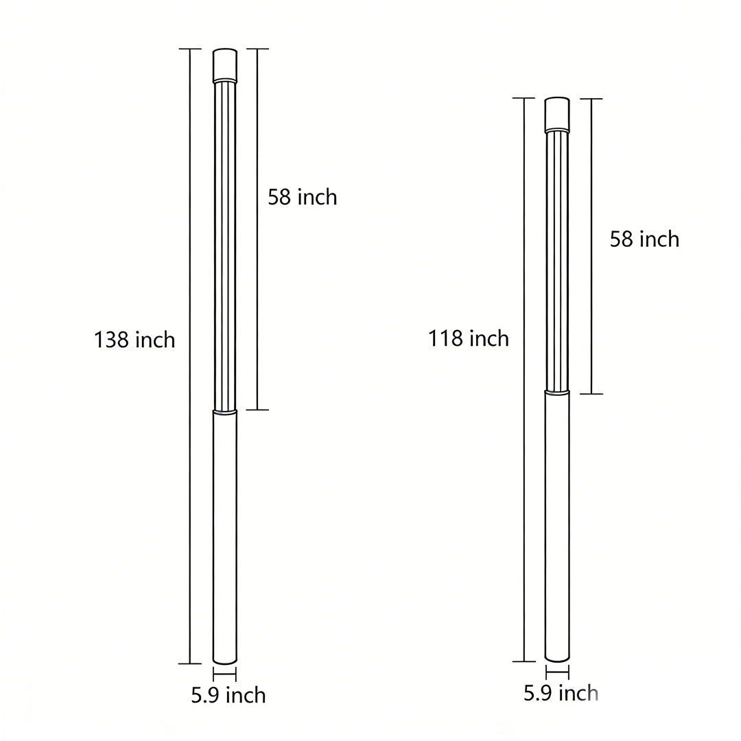 Two product structure dimension drawings for residential bollard lights