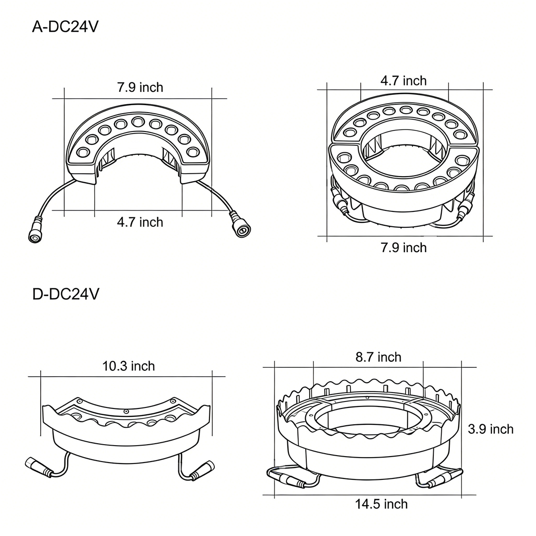 Dimension diagrams of four product structures of tree ring lights