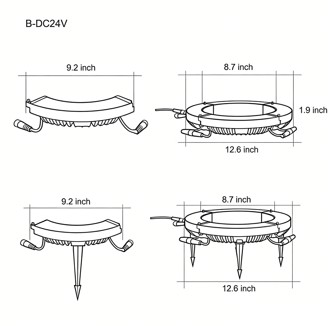 Dimension diagrams of four product structures of tree ring lights