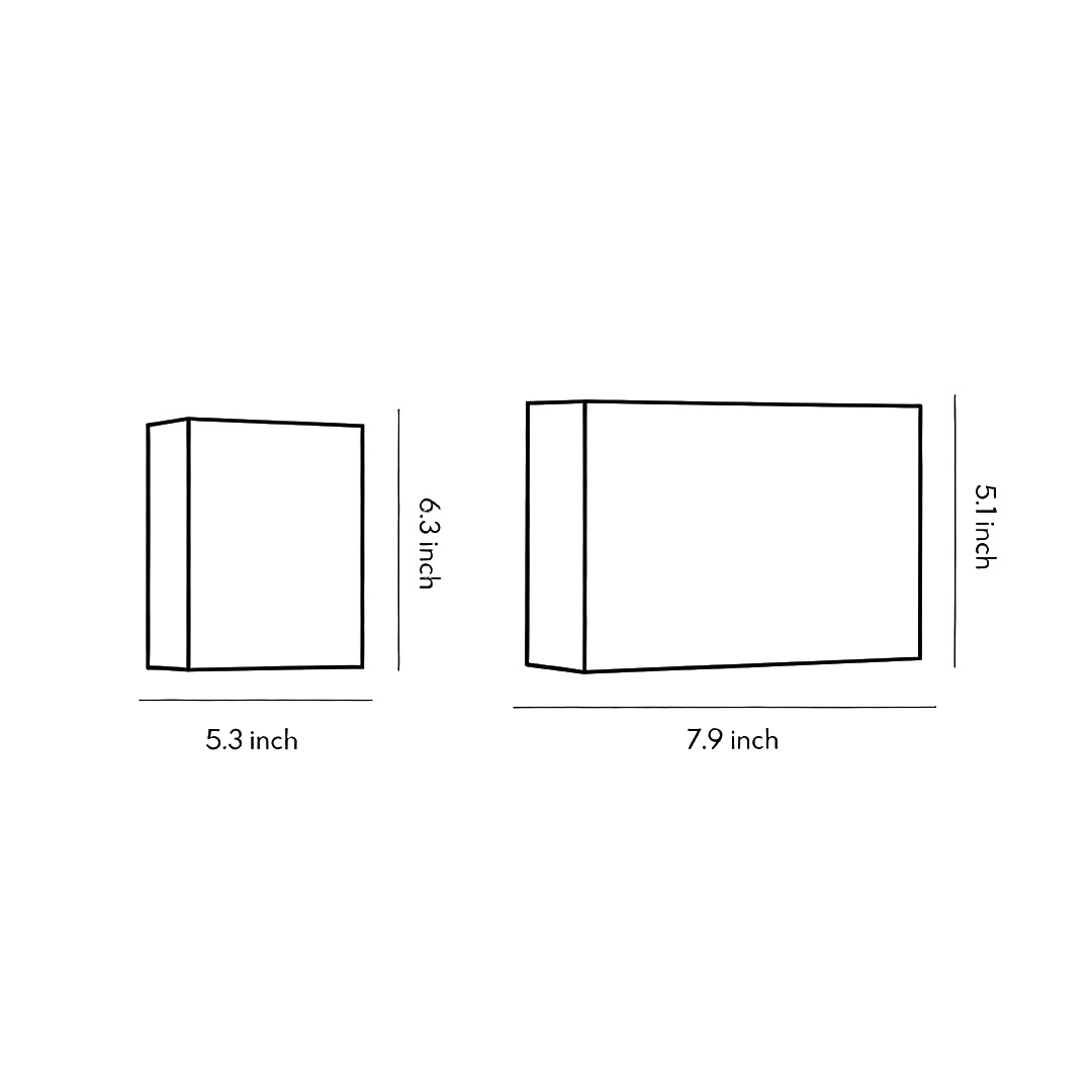 Dimension drawings of two product structures for up-down lighting wall lights