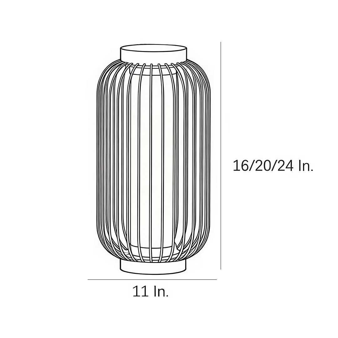 Product dimension diagrams for lantern metal outdoor lights 11inch*(16/20/24inch)