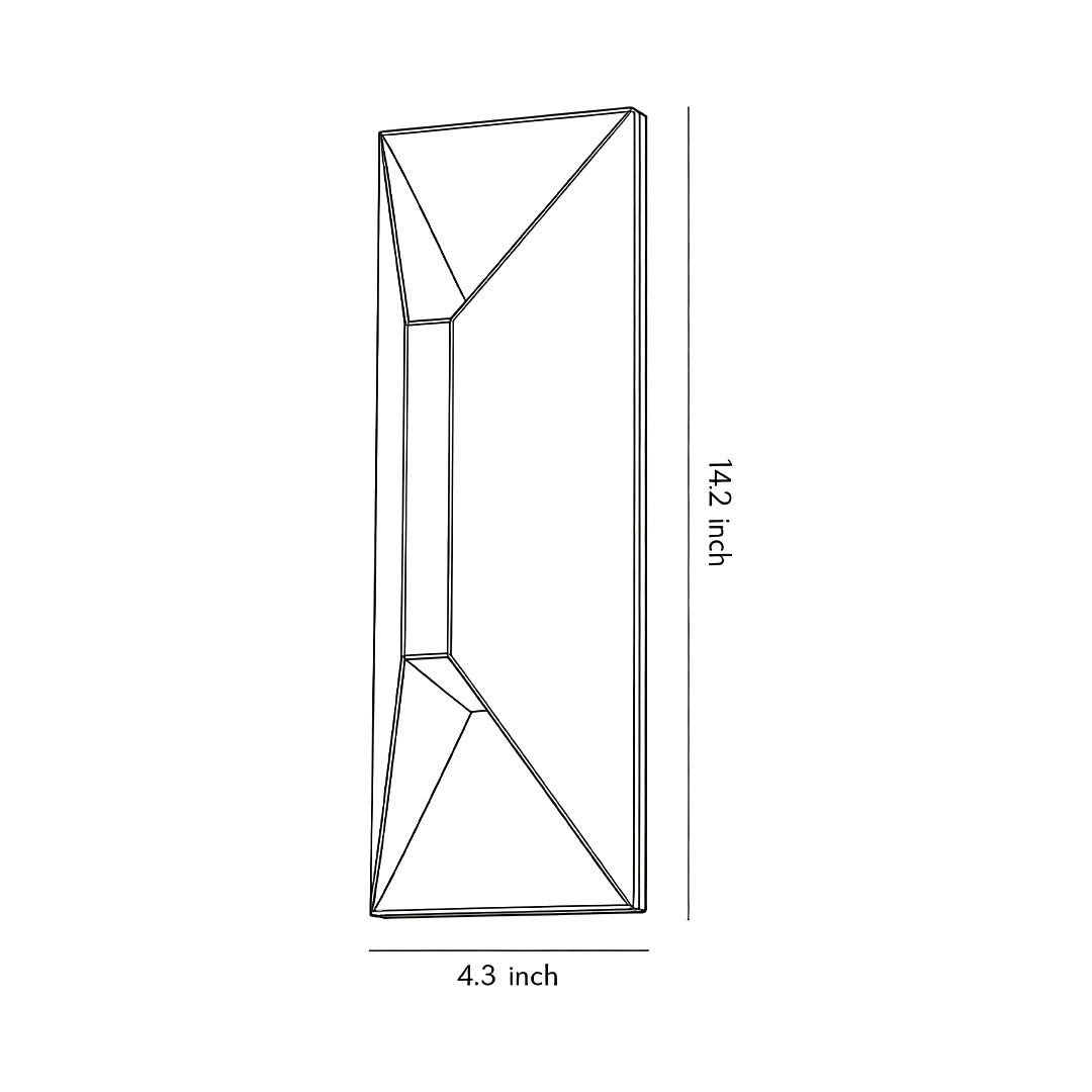 Product dimension diagrams for stainless steel up and down wall lights 14.2inch*4.3inch