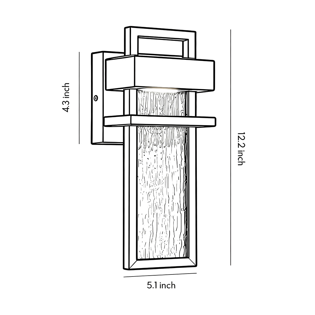 Product dimension diagrams for black outdoor lighting wall mounts 5.1inch*12.2inch