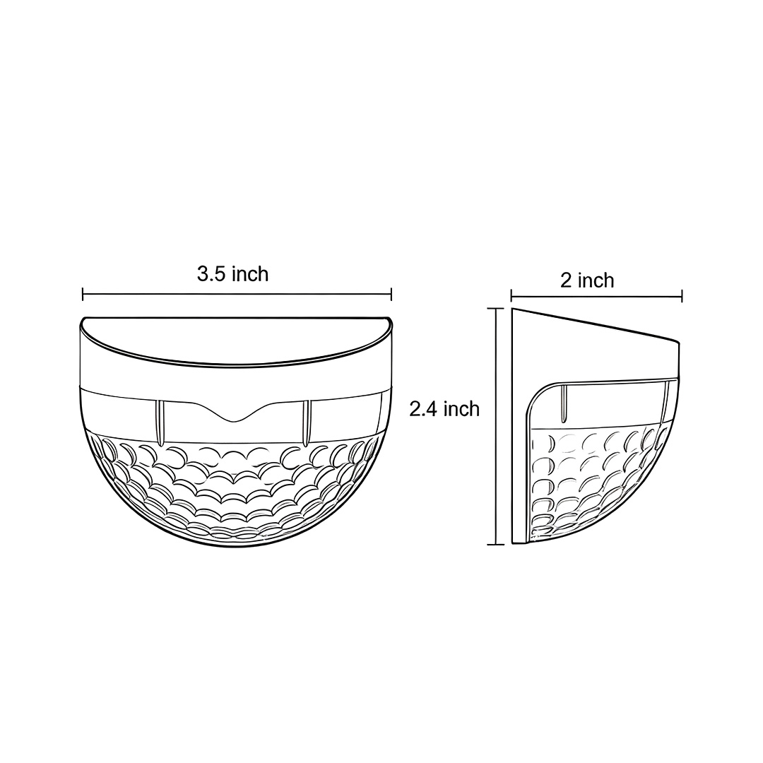 Dimensional drawing of the waterproof solar fence lights 3.5inch*2.4inch *2inch