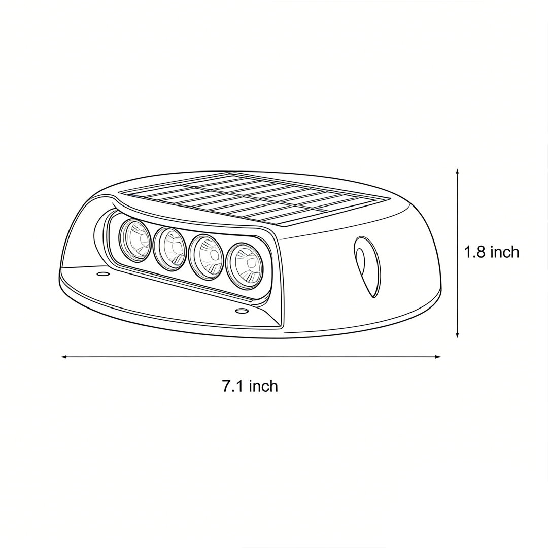 Dimensional drawings of LED deck pathway lighting 1.8inch*7.1inch
