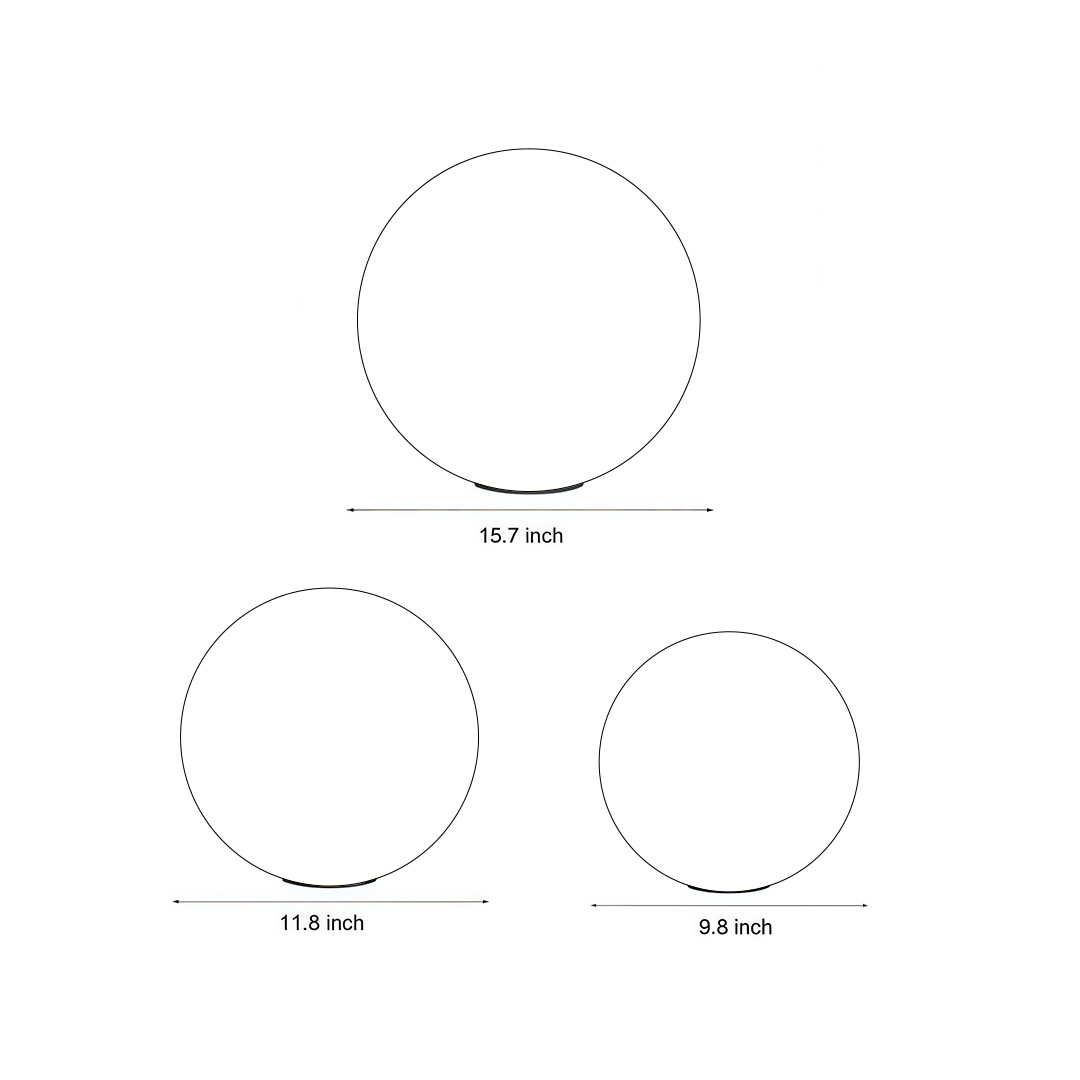 Three product size diagrams for Moon Pillar Lights