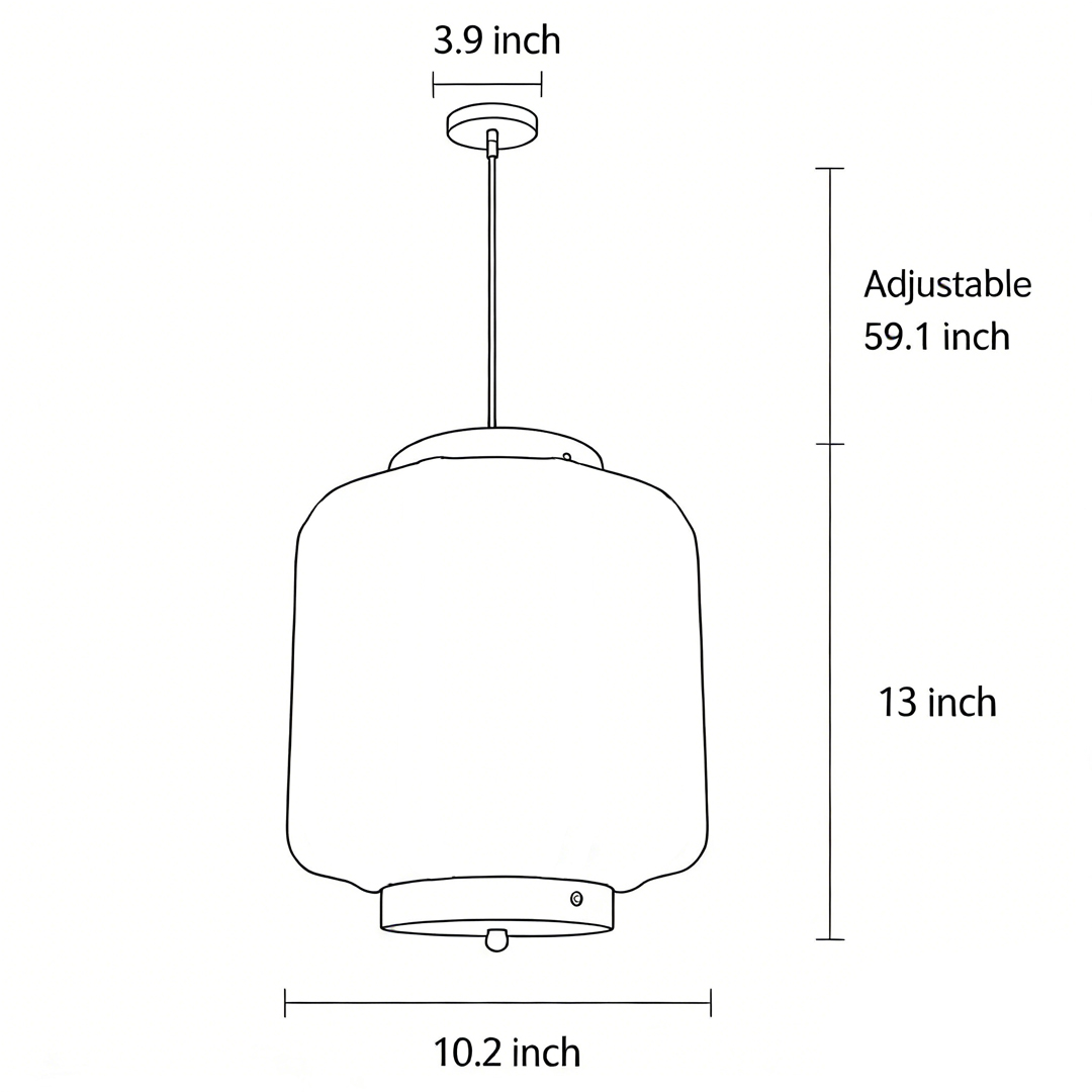 Dimensional drawing of the hanging lantern lamp 13inch 10.2inch