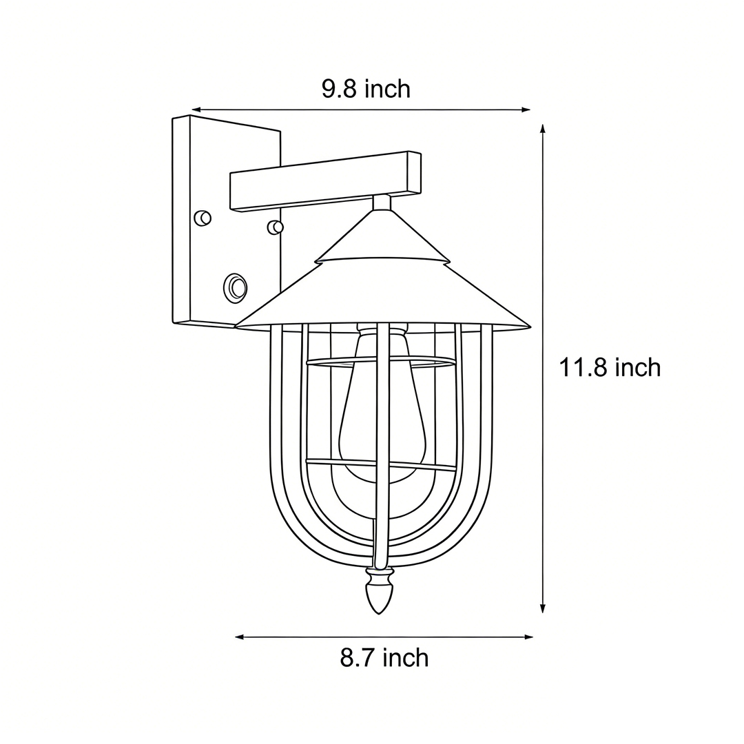 Dimensional drawing for the Nautical wall sconce 8.7inch*11.8inch*9.8inch