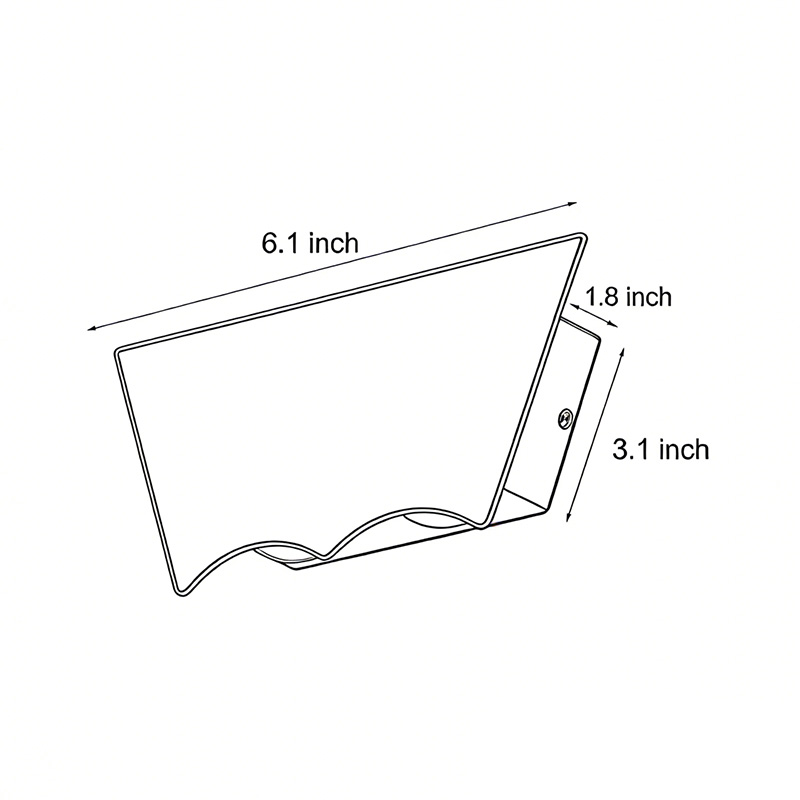 Dimensional specification diagram of a black up-down wall light 6.1inch*1.8inch*3.1inch