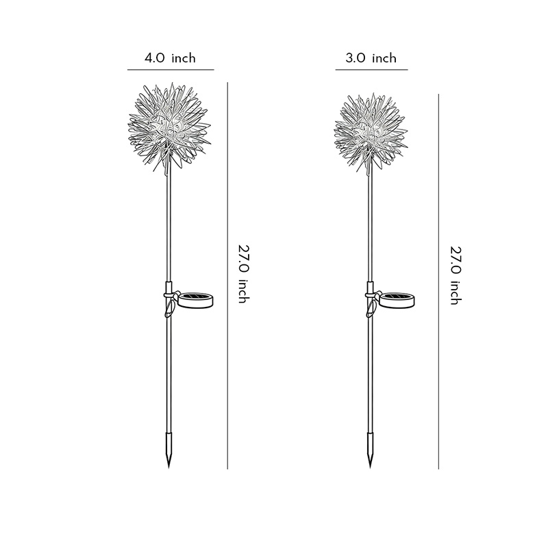 Specification diagrams for three sizes of waterproof outdoor spotlights.