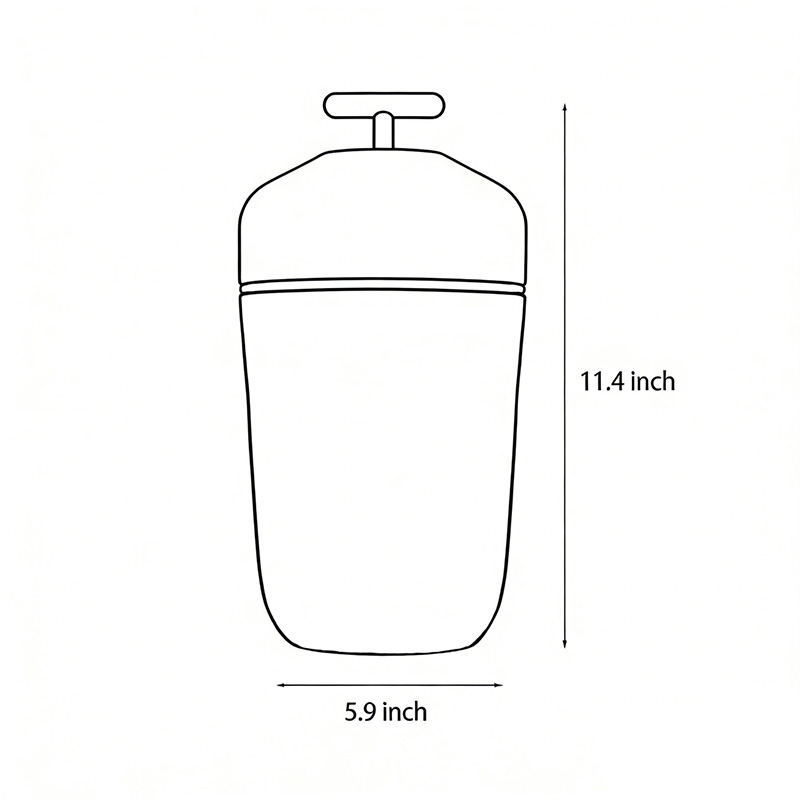 Dimensions diagram of a cup glass table lamp 5.9inch*11.4inch