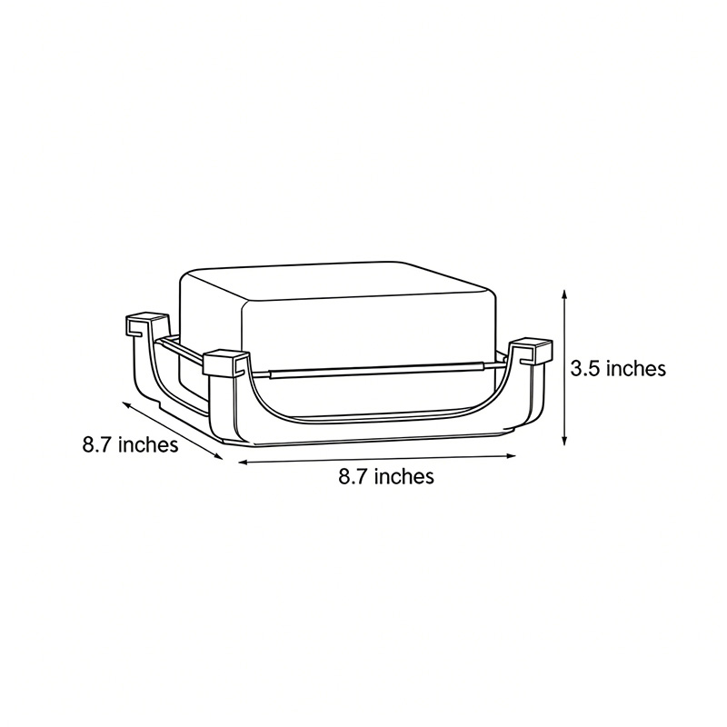 Product dimensions diagram for the square acrylic pier light 3.5inch*8.7inch*8.7inch.