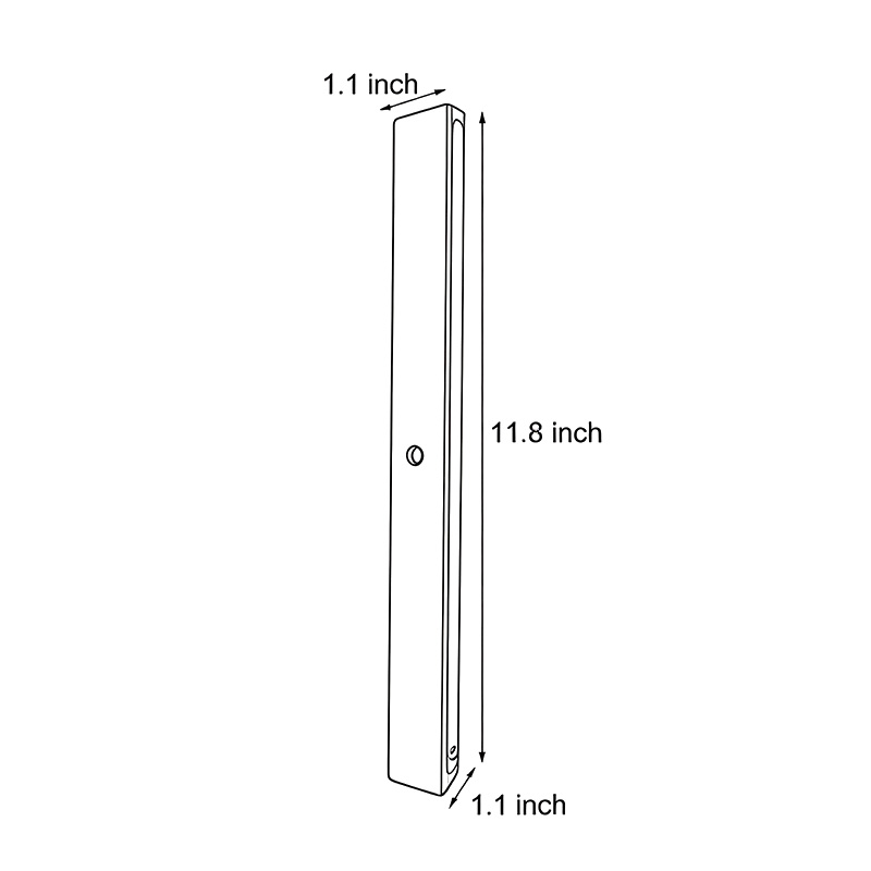 Product dimension diagram of magnetic motion sensor light 1.1inch*1.1inch*11.8inch.