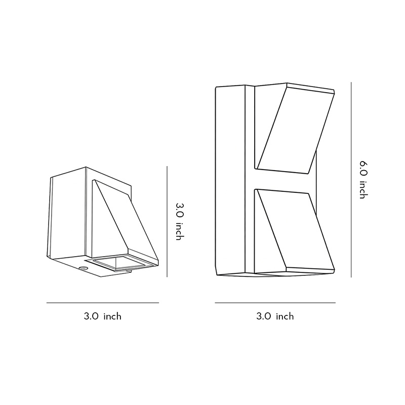 Two size diagrams for waterproof outdoor porch lights.