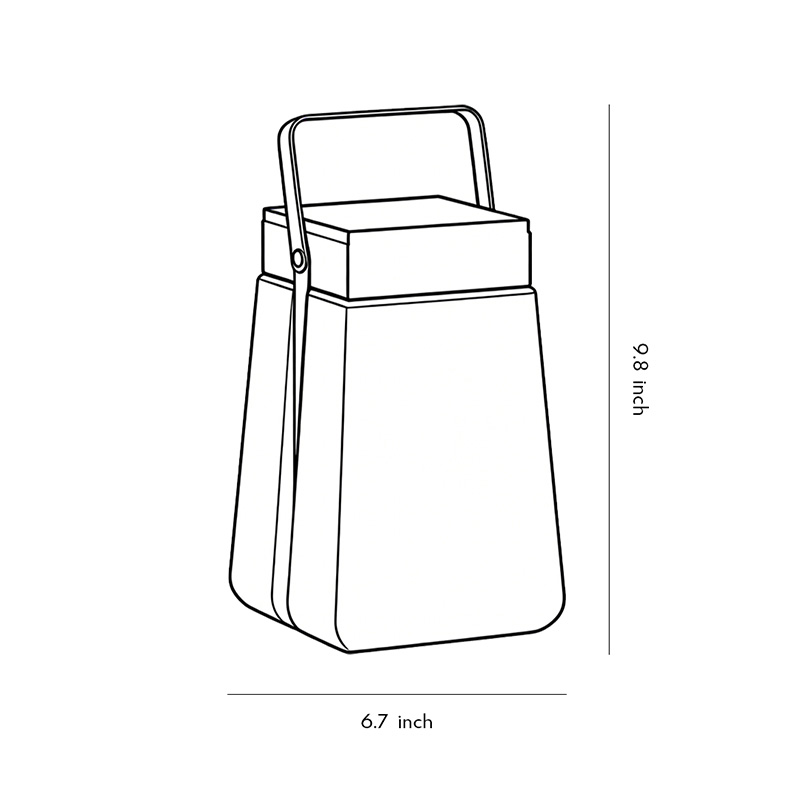 Product dimension diagram for hanging solar lantern lights 6.7inch*9.8inch