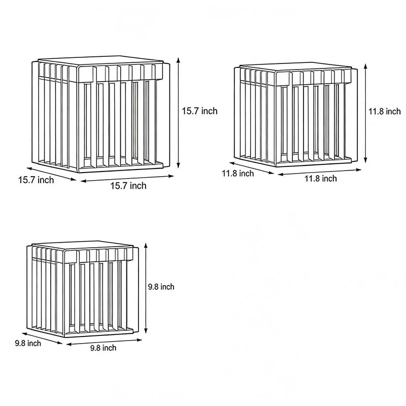 Three product dimension diagrams for exterior pillar lights.