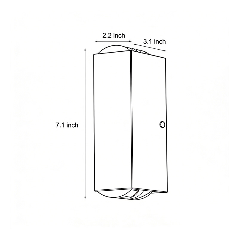 Product dimension drawings of the narrow beam wall sconce 2.2inch*3.1inch*7.1inch