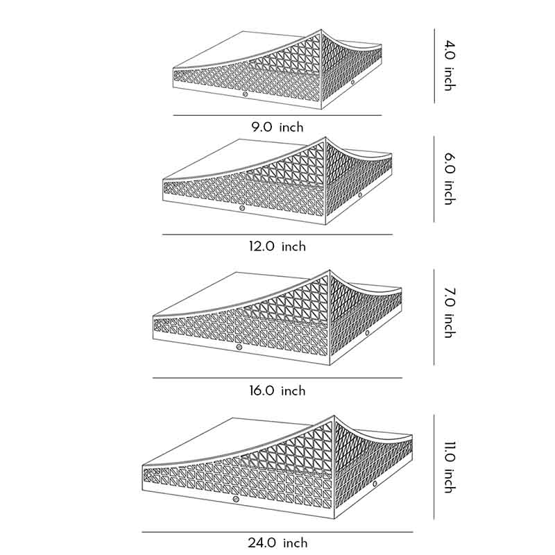 Four different size drawings for the curved landscape light.