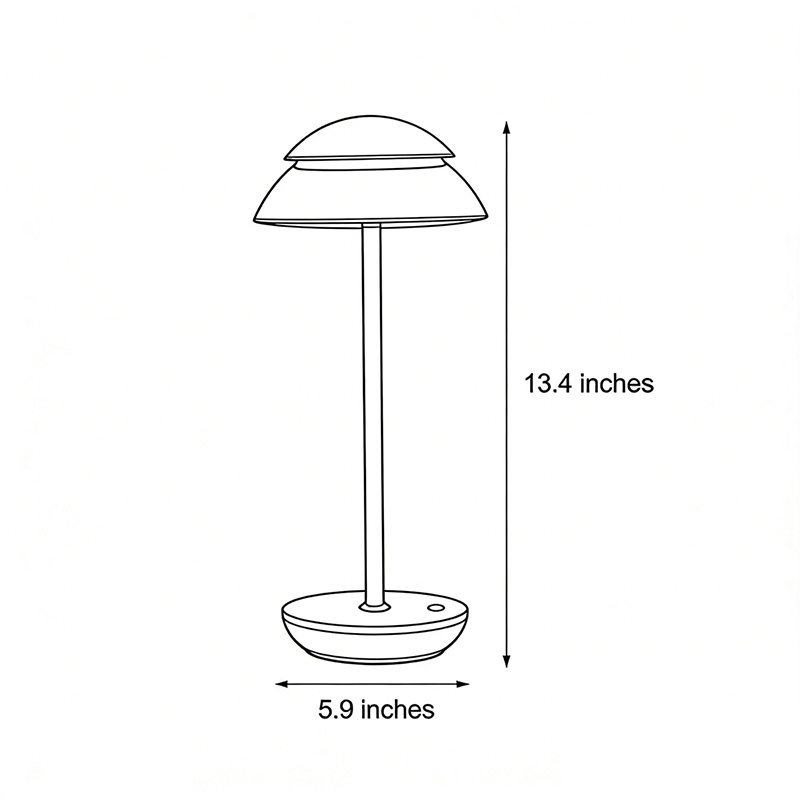 Product structure diagram of the modern mushroom table lamp 5.9inch*13.4inch.