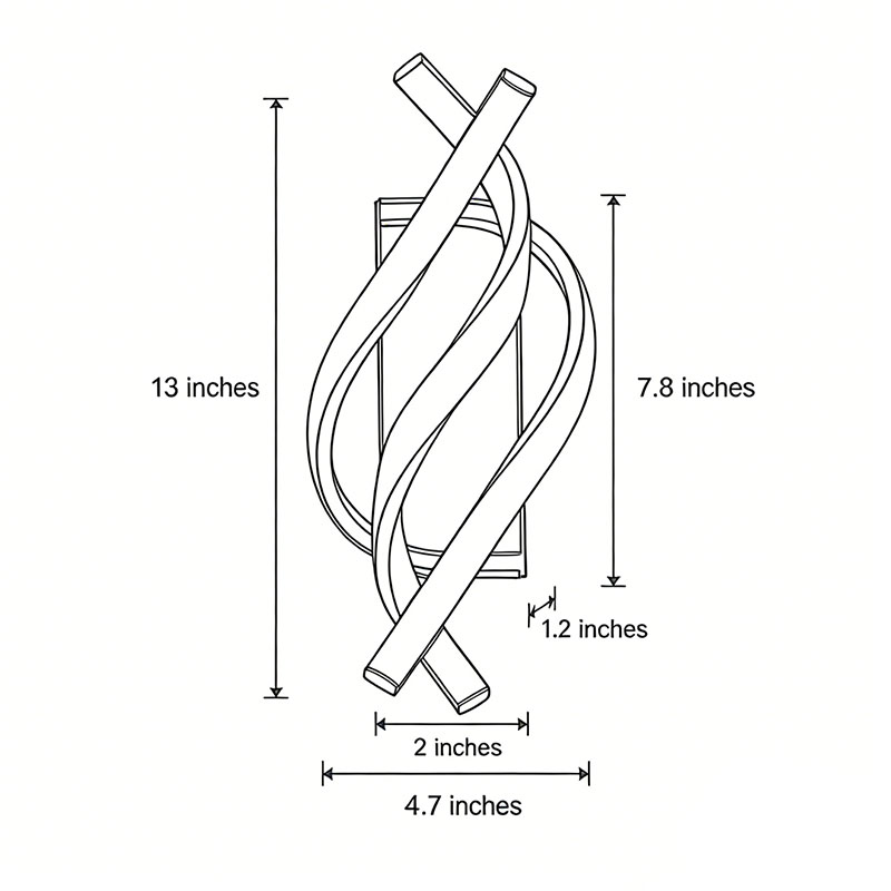 Product structure diagram of the spiral wall sconce 13inch*4.7inch*7.8inch.