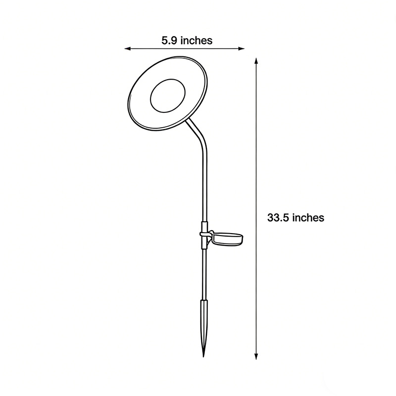 Product structure diagram of the glowing mushroom garden light 5.9inch*33.5inch.