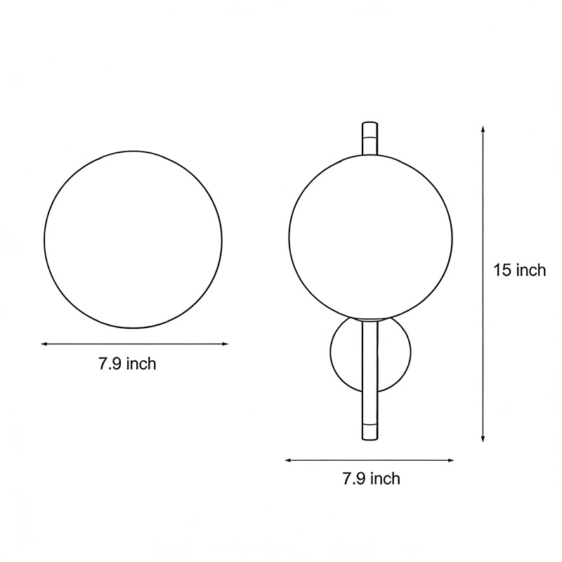 Two different size drawings for the wall lamp with diffused light.