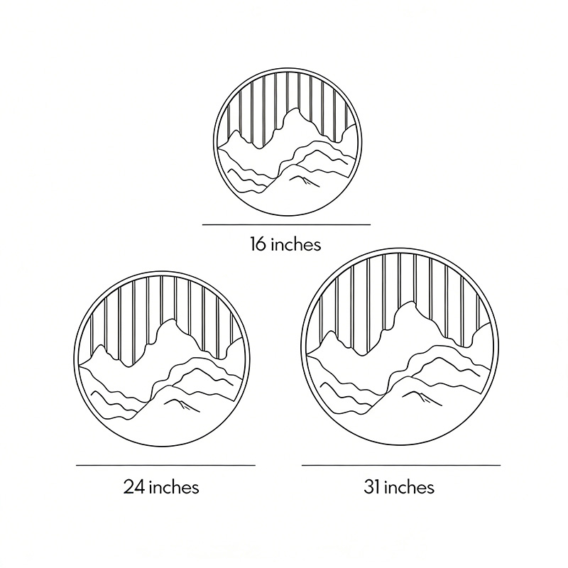 Three product dimension drawings of the Mountain LED wall light.