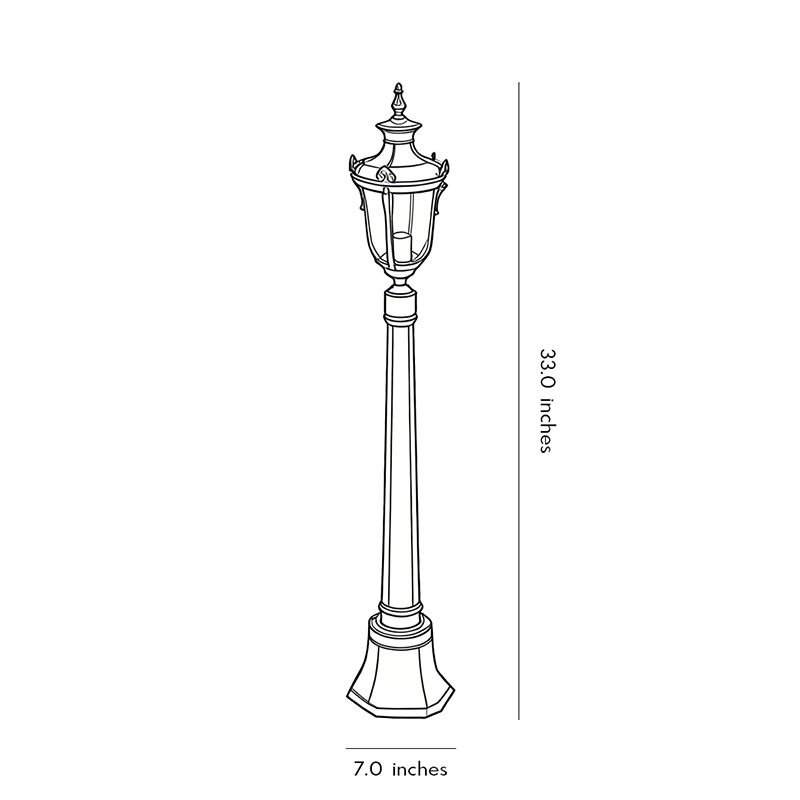 Product structure diagram of poles for yard lights 33.0inch*7.0inch.