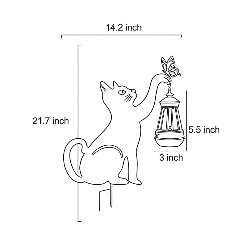 Product structure diagram of the cat silhouette light 21.7inch*14.2nch.